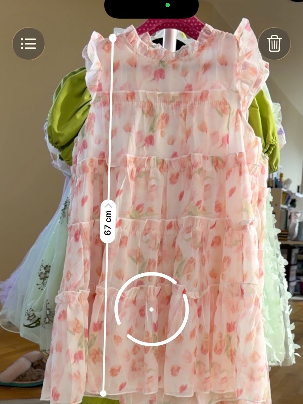 Girls' Floral Tiered Chiffon Dress - Pink 6-7 - Picture 12 of 12